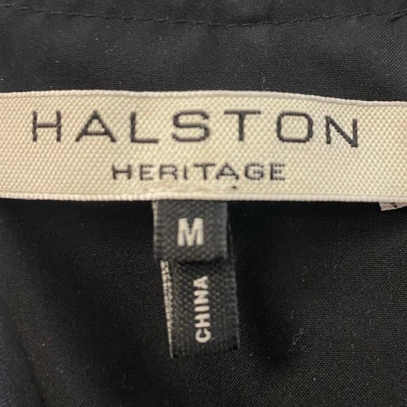 Halston Heritage Black Green Patterned V-Neck Flutter Sleeve Dress Sz M - Picture 4 of 4